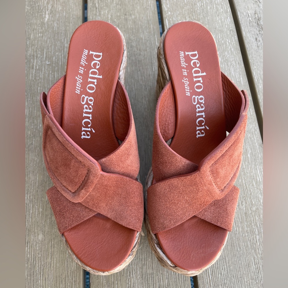 Pedro Garcia Women's Wedge Sandals - Burnt Orange / Rust